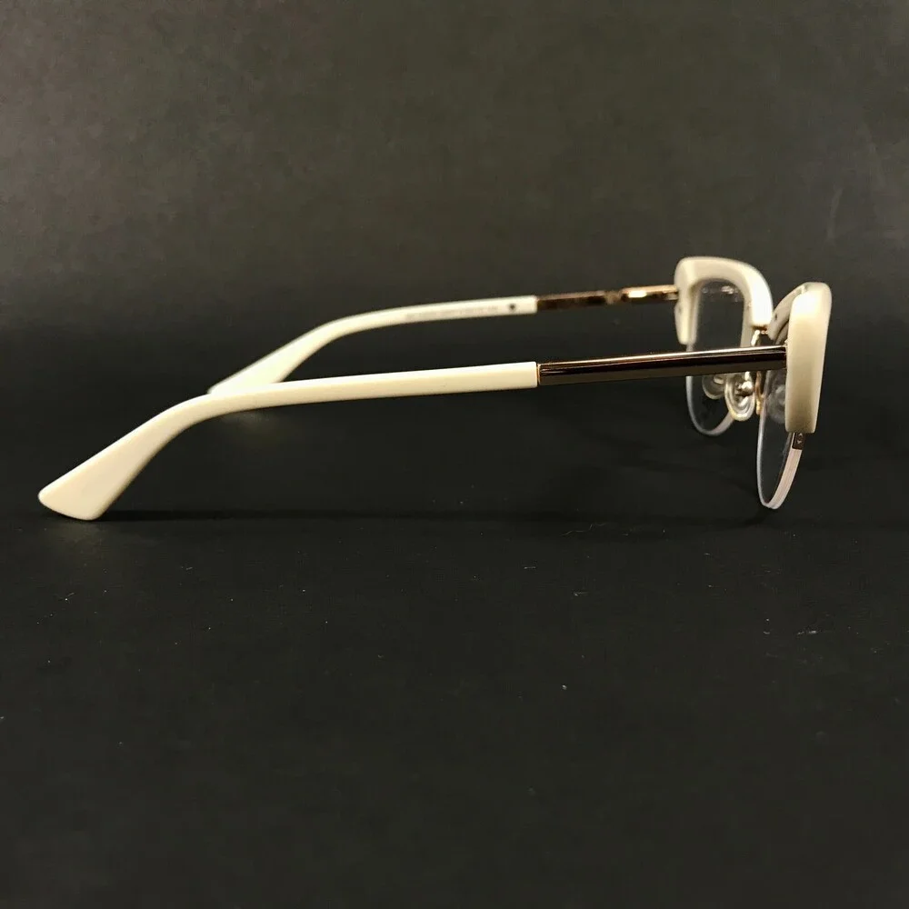 MO Eyewear Eyeglasses Frames GEEK 58NY A Ivory Gold Cat Eye Full Rim 52-19-140